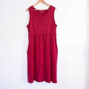 Coldwater Creek Pockets Full of Bliss Red Cotton Midi Tank Dress Large